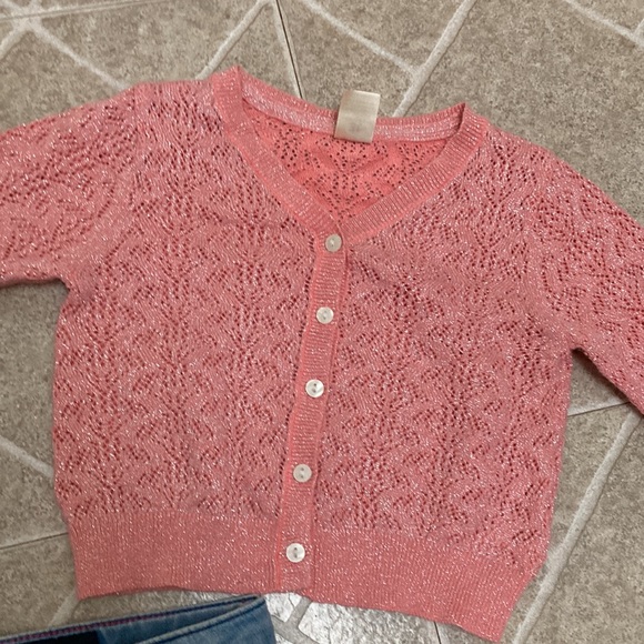 Toddler Girl Shimmer Cardigan and Jeans - Picture 7 of 8